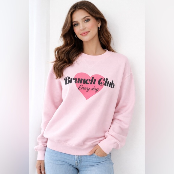 Wildfox Sweaters - Wildfox “Brunch Club Every Day” Pink Graphic Crewneck Sweatshirt Various Sizes